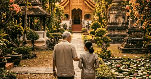 Portada: Una enfermera tailandesa de 28 años y el alemán de 71 que llegó a morir a Chiang Mai