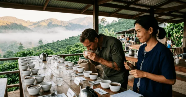 Portada: Vine a Chiang Rai a comprar café durante una semana. Ocho años después, todavía negocio precios con la misma cooperativa, aunque ahora también soy parte de la familia.