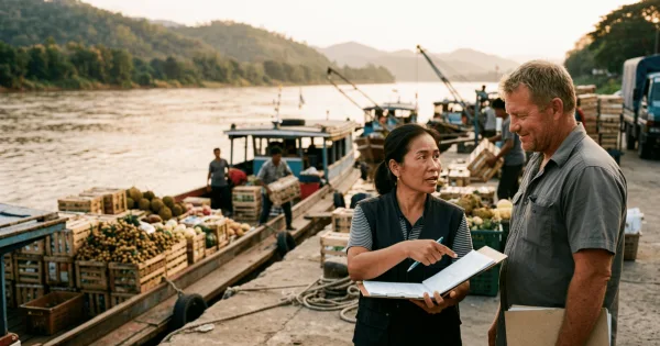 Portada: Coordino la logística de la exportación de fruta tailandesa a China por el río Mekong desde el Triángulo de Oro. Ella lleva quince años haciendo funcionar ese mismo puerto.